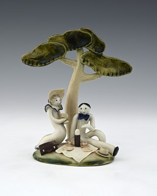 Lot 634 - William Ruscoe, an art pottery figure group,...