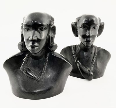 Lot 51 - African tribal artwork: two sensitively carved...