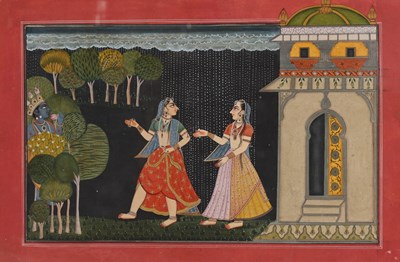 Lot 379 - Mughal School, figures in a rainstorm, figures...