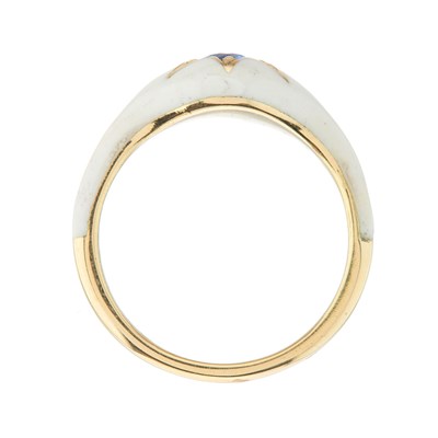 Lot 25 - An 18ct gold white enamel band ring, with...