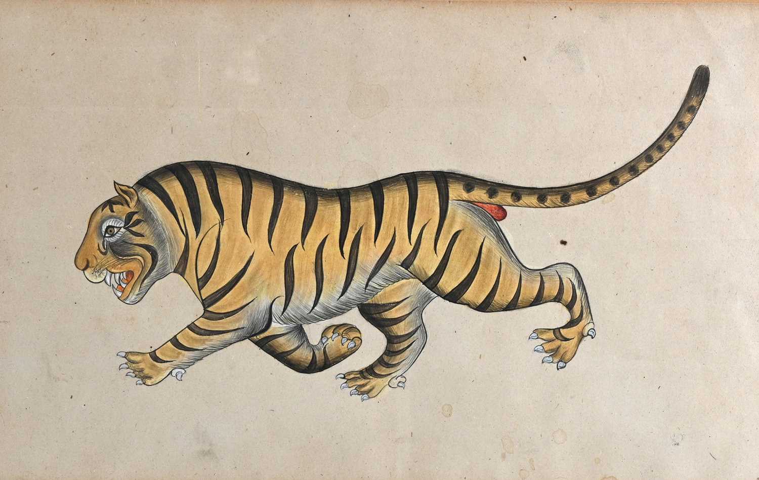 Lot 378 - Mughal School, a prowling tiger; pair of...