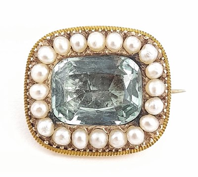 Lot 300 - A 19th century gold, paste and split pearl cluster brooch