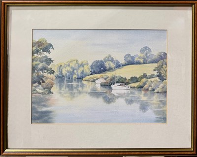 Lot 574 - Pat Claytor (British, Contemporary), 'Boats at...