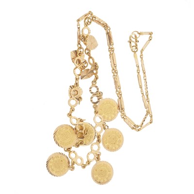 Lot 176 - A 21ct gold Saudi Arabian gold Guinea coin necklace