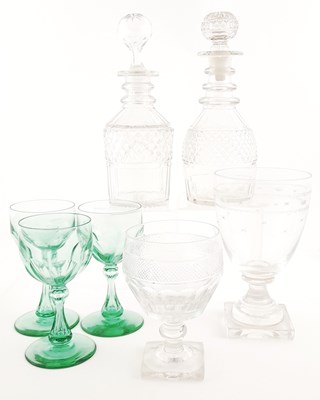 Lot 173 - Three Uranium green glasses, slice cut bowls,...