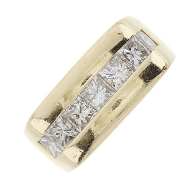 Lot 213 - A 14ct gold diamond band ring