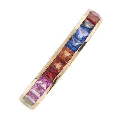 Lot 48 - A 14ct gold vari-hue sapphire full eternity ring