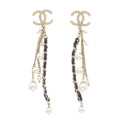 Lot 378 - Chanel, a pair of CC drop earrings.