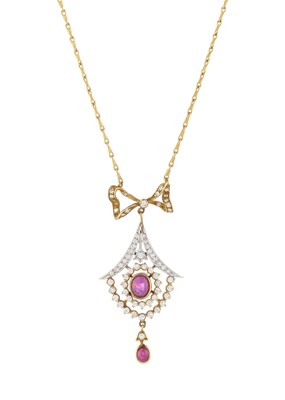 Lot 77 - An 18ct gold ruby and diamond necklace