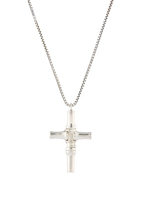 Lot 428 - Gucci, a silver Bamboo cross pendant.