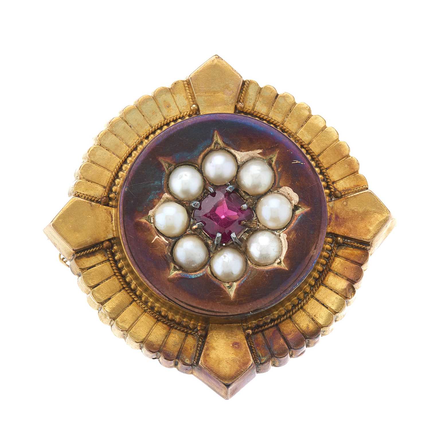 Lot 43 - A late Victorian gold, purple garnet and split...