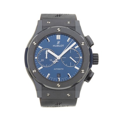 Lot 288 - Hublot - A Classic Fusion Ceramic Blue Chronograph wrist watch