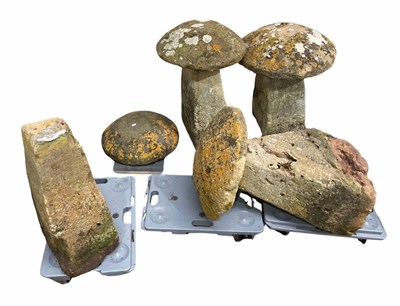 Lot 410 - Four staddle stones, approx 70-80cm high (4)...