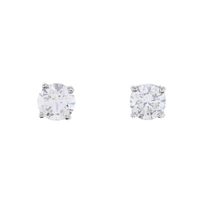 Lot 47 - A pair of platinum brilliant-cut diamond...