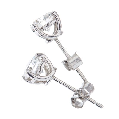 Lot 47 - A pair of platinum brilliant-cut diamond...