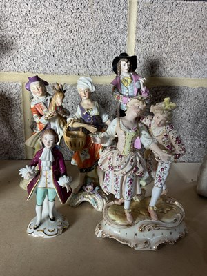 Lot 90 - Five continental porcelain figurines in the...