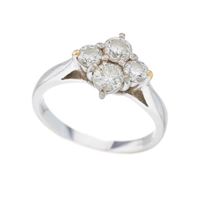 Lot 50 - An 18ct gold diamond four-stone cluster ring,...