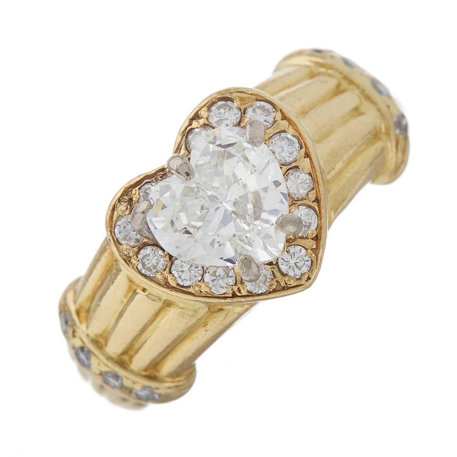 Lot 53 - An 18ct gold heart-shape diamond single-stone...