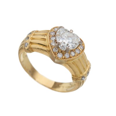 Lot 53 - An 18ct gold heart-shape diamond single-stone...