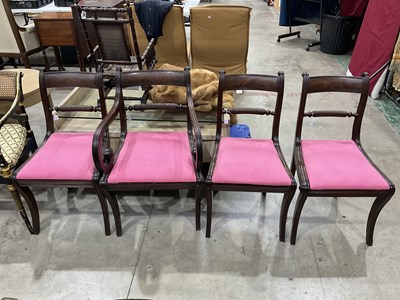 Lot 394 - A set of four Regency mahogany dining chairs,...