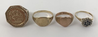 Lot 293 - Four 9ct gold rings