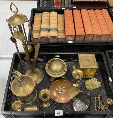 Lot 41 - Collection of brass including fire companion...