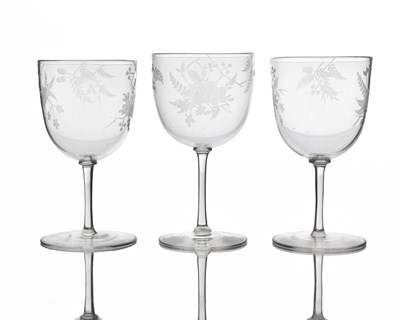 Lot 460 - Three Aesthetic Movement wine glasses,...