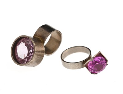 Lot 64 - Herman Hermsen, a silver pink gem ring, and another