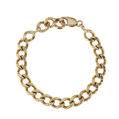 Lot 66 - A 9ct gold curb-link bracelet, with lobster...
