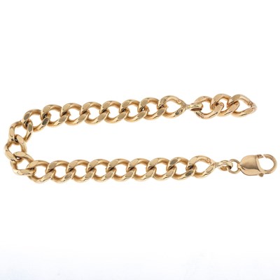 Lot 66 - A 9ct gold curb-link bracelet, with lobster...