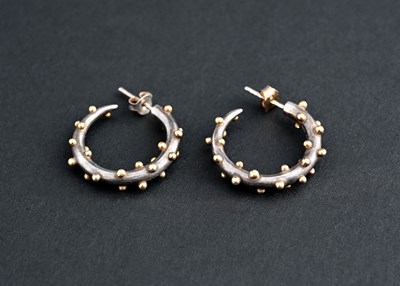 Lot 62 - Mark Nuell, a pair of silver and gold earrings