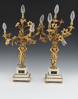 Lot 217 - French gilt metal garniture, late 19th or...