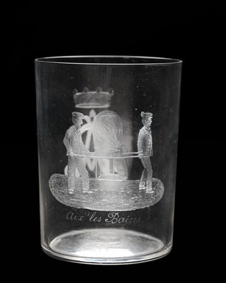 Lot 457 - A 19th century engraved glass souvenir beaker,...