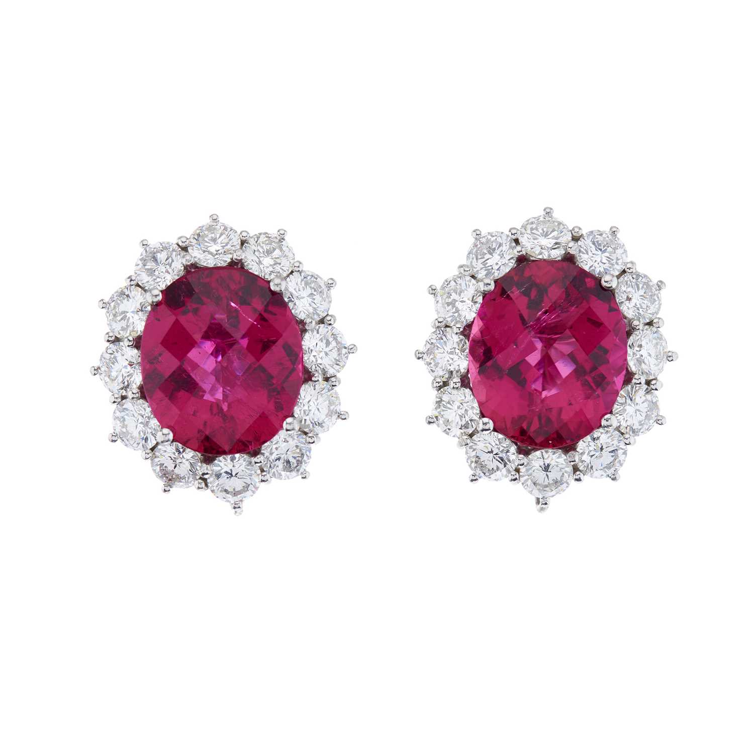 Lot 72 - An impressive pair of platinum pink tourmaline...