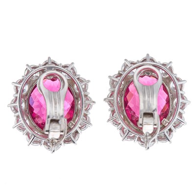Lot 72 - An impressive pair of platinum pink tourmaline...