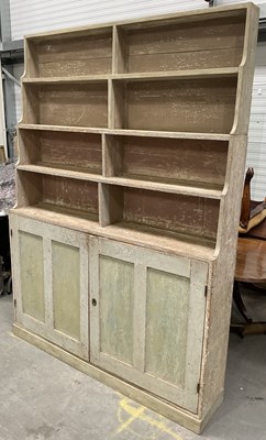 Lot 415 - A 19th century pine waterfall dresser, four...