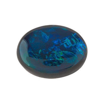 Lot 75 - An oval black opal cabochon, weighing...