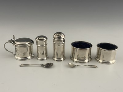 Lot 339 - A collection of George VI silver cruet items,...