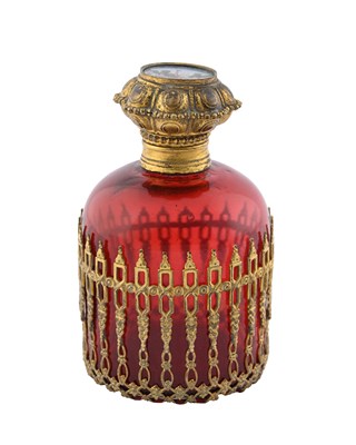 Lot 426 - A French Palais Royal gilt mounted red glass...