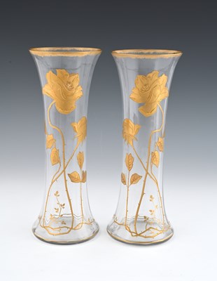 Lot 429 - Legras, a pair of Art Nouveau gilded glass...