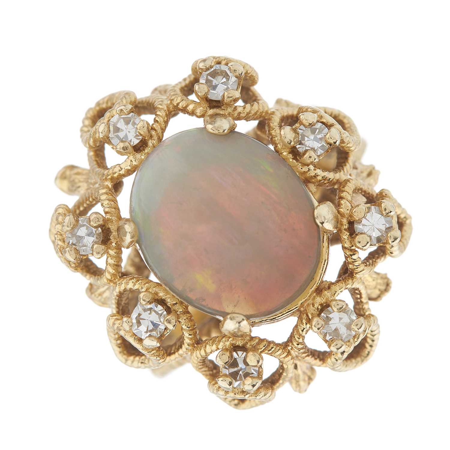 Lot 88 - A mid 20th century 14ct gold oval opal...