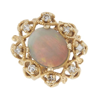 Lot 88 - A mid 20th century 14ct gold oval opal...