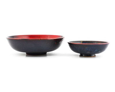 Lot 608 - Royal Doulton, two Sung Flambe bowls, one by...