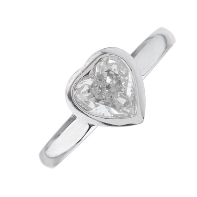 Lot 93 - A platinum heart-shape diamond single-stone...