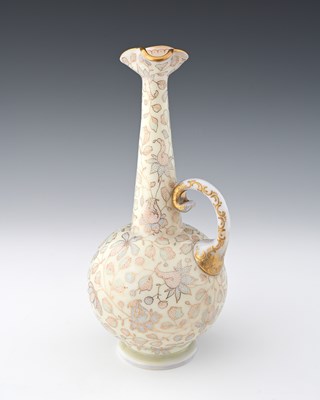 Lot 454 - A Bohemian enamelled opaline glass ewer,...