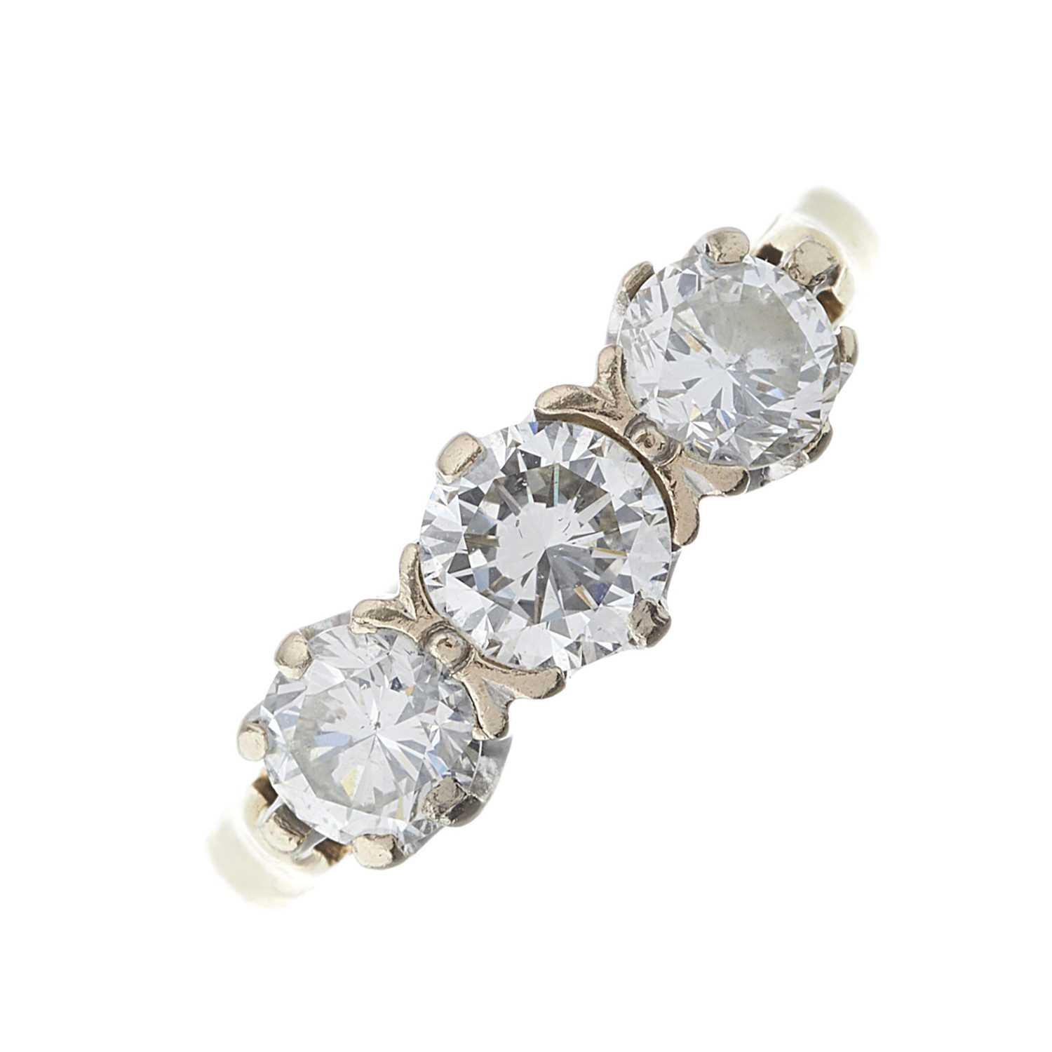 Lot 99 - An 18ct gold brilliant-cut diamond three-stone...