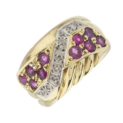 Lot 101 - An 18ct gold ruby dress ring, with single-cut...