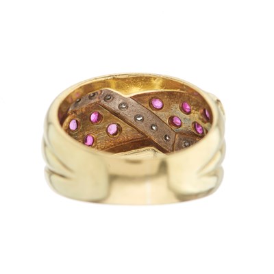 Lot 101 - An 18ct gold ruby dress ring, with single-cut...