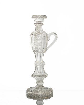 Lot 427 - A Bohemian cut glass liqueur ewer, baluster...