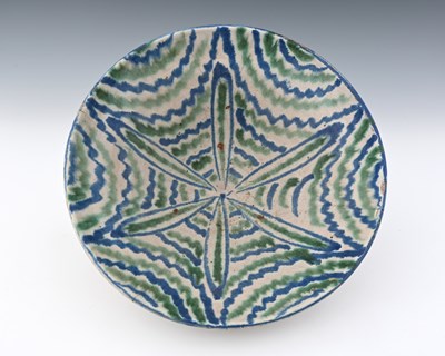 Lot 532 - A large Spanish Fajalauza art pottery bowl,...